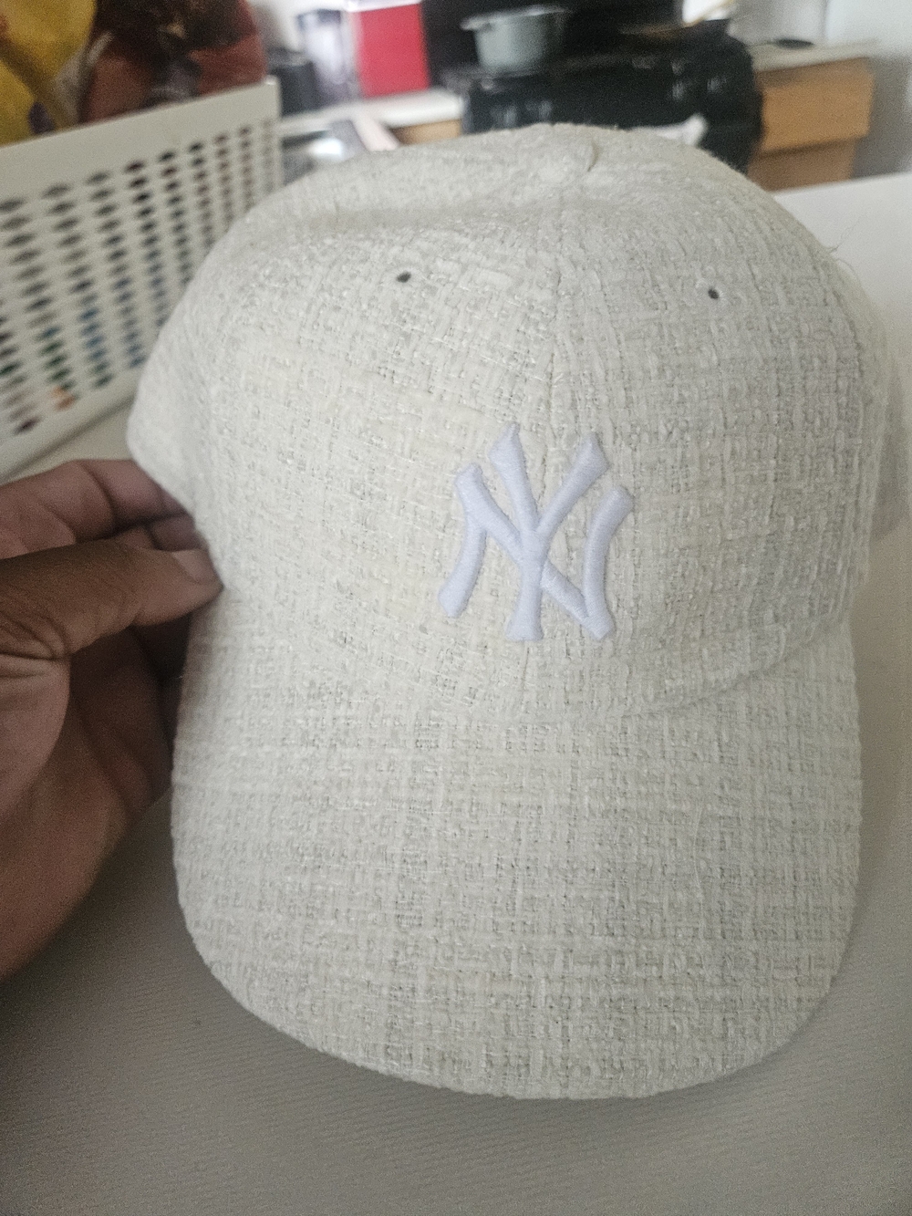 47 Brand Cream Tweed Baseball Cap with White Interior Trim